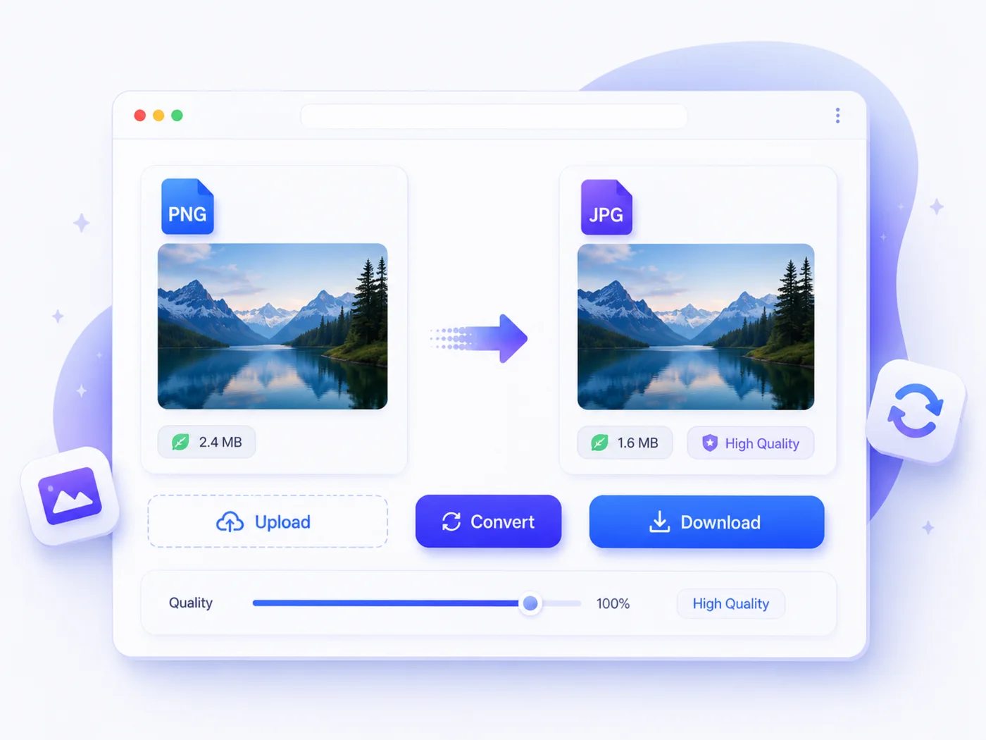 High-quality image format conversion interface